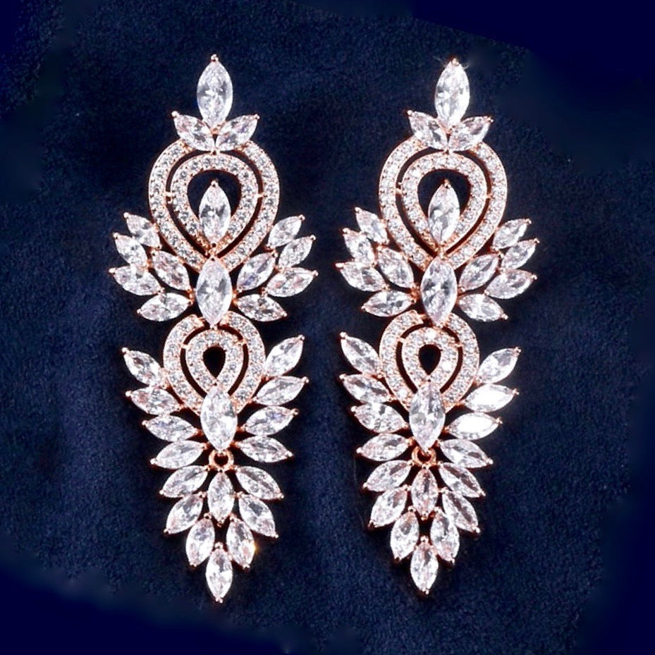 Haylani - Cubic Zirconia Bridal Earrings - Available in Silver, Rose Gold and Yellow Gold