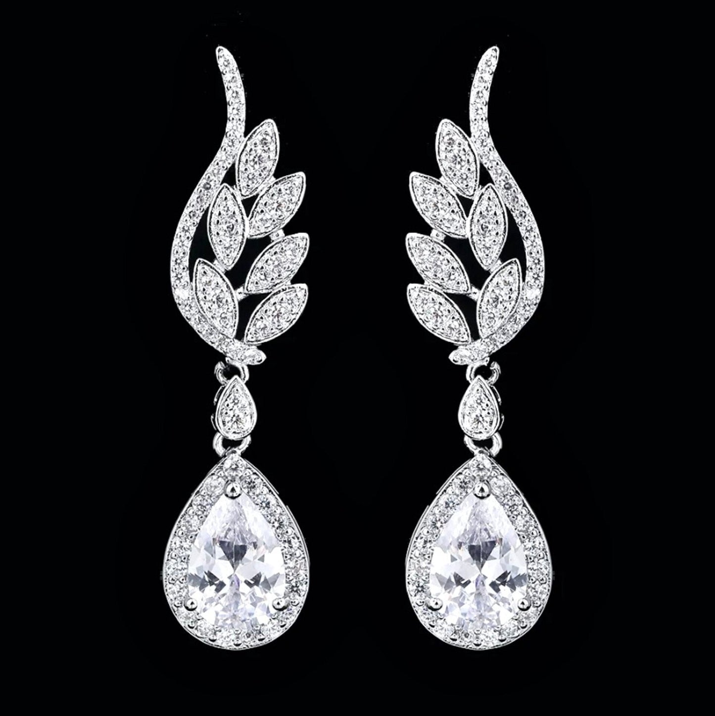 Laura - Cubic Zirconia Bridal Earrings - More Colors