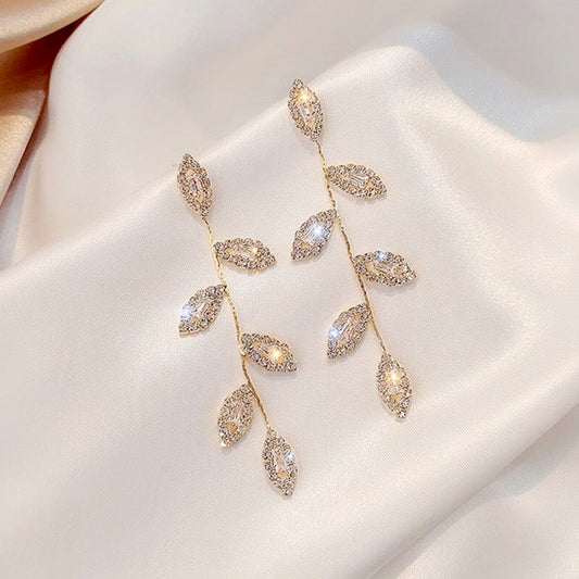 Claudette - Cubic Zirconia Bridal Earrings - Available in Gold and Silver