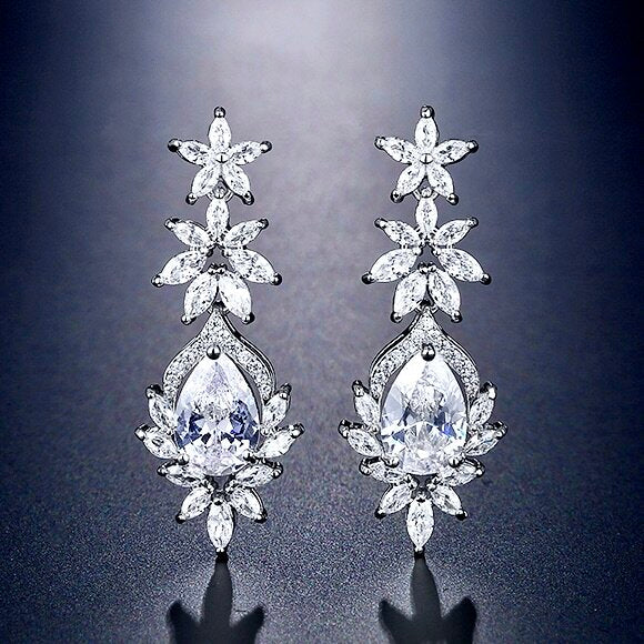 "Tallulah" - Cubic Zirconia Bridal Earrings - Available in Rose Gold, Silver and Yellow Gold