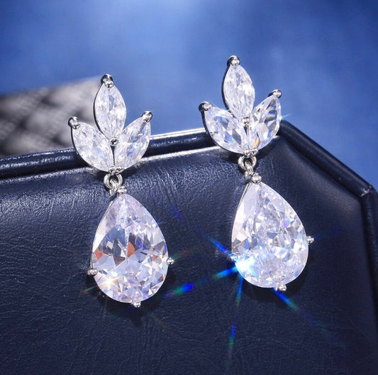 Cody - Cubic Zirconia Bridal Earrings - Available in Silver, Rose Gold and Yellow Gold