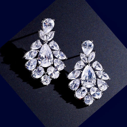 Nala - Silver Cubic Zirconia Bridal Earrings
