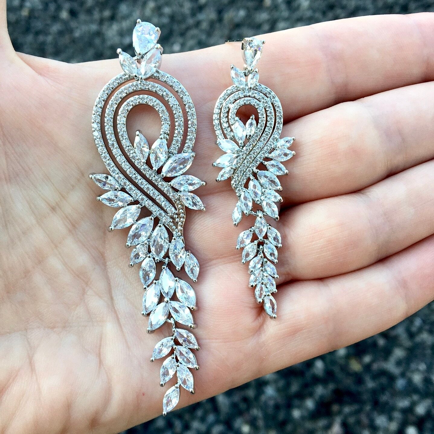 Leona - Silver Cubic Zirconia Bridal Earrings