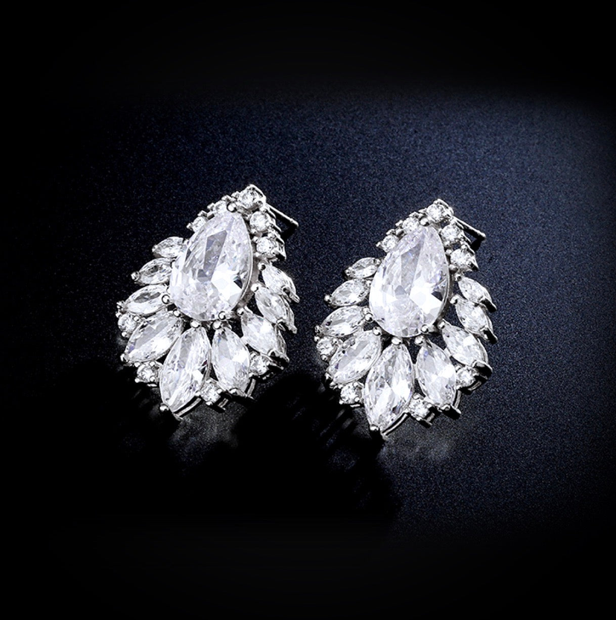 Maiky - Cubic Zirconia Bridal Earrings - Available in Silver, Rose Gold and Yellow Gold