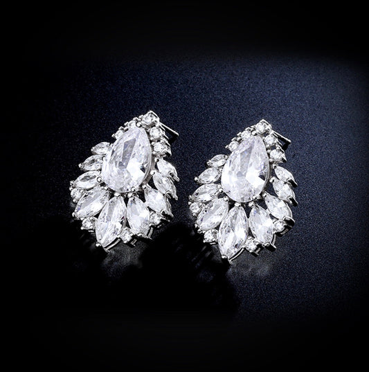 Maiky - Cubic Zirconia Bridal Earrings - Available in Silver, Rose Gold and Yellow Gold