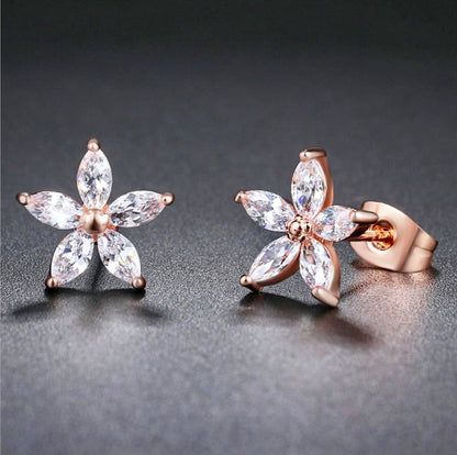 Lisa - Cubic Zirconia Bridal Earrings - Available in Silver and Rose Gold