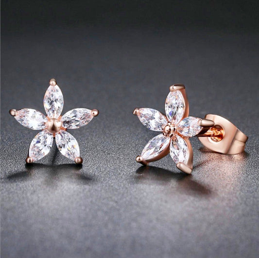 Lisa - Cubic Zirconia Bridal Earrings - Available in Silver and Rose Gold
