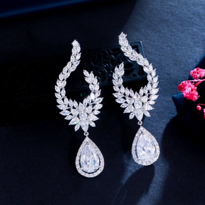 Glenda - Cubic Zirconia Bridal Earrings - Available in Silver and Gold