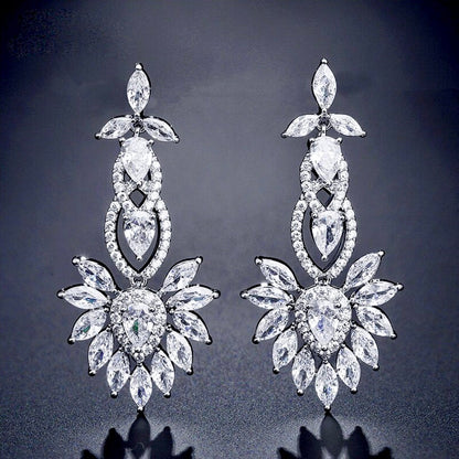 Tatiana - Silver Cubic Zirconia Bridal Earrings