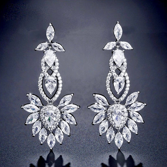 Tatiana - Silver Cubic Zirconia Bridal Earrings
