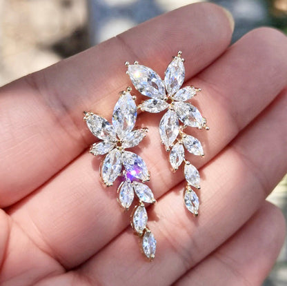 Vivienne - Cubic Zirconia Bridal Earrings - Available in Silver, Rose Gold and Yellow Gold