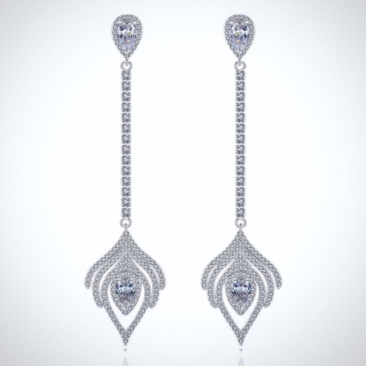 "Skylar" - Silver Cubic Zirconia Bridal Earrings