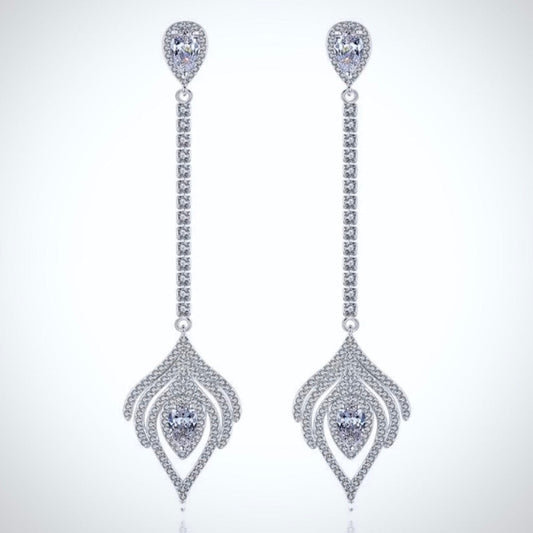 "Skylar" - Silver Cubic Zirconia Bridal Earrings