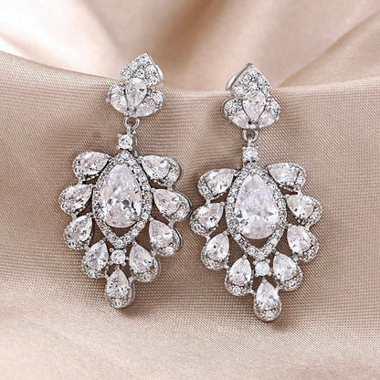 Octavia - Silver Cubic Zirconia Bridal Earrings