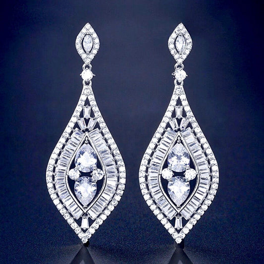 Starling - Silver Cubic Zirconia Bridal Earrings