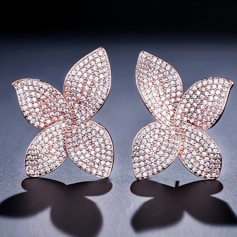 Zinnia - Cubic Zirconia Bridal Earrings - Available in Silver, Rose Gold and Yellow Gold