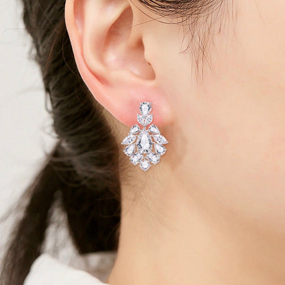 Nala - Silver Cubic Zirconia Bridal Earrings