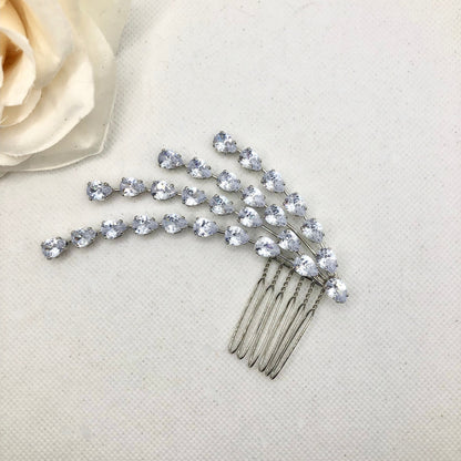 Solene - Silver Cubic Zirconia Bridal Hair Comb