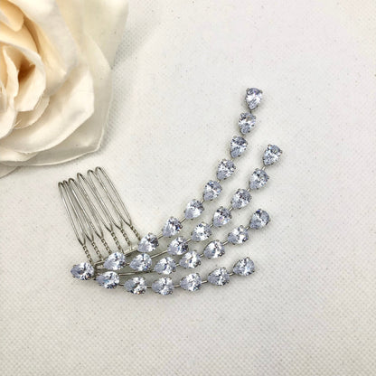 Solene - Silver Cubic Zirconia Bridal Hair Comb