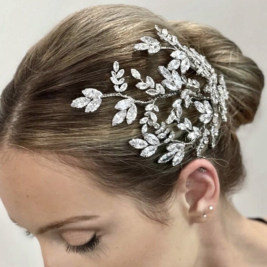 Phillipa - Cubic Zirconia Bridal Hair Comb - Available in Silver, Rose Gold and Yellow Gold