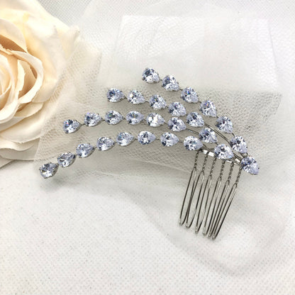 Solene - Silver Cubic Zirconia Bridal Hair Comb