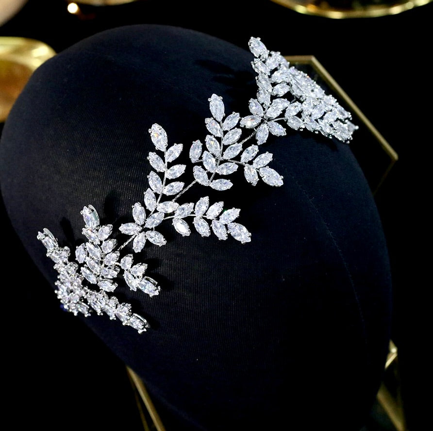 "Oaklynn" - CZ Bridal Headdress / Headband - Available in Silver, Rose Gold and Yellow Gold