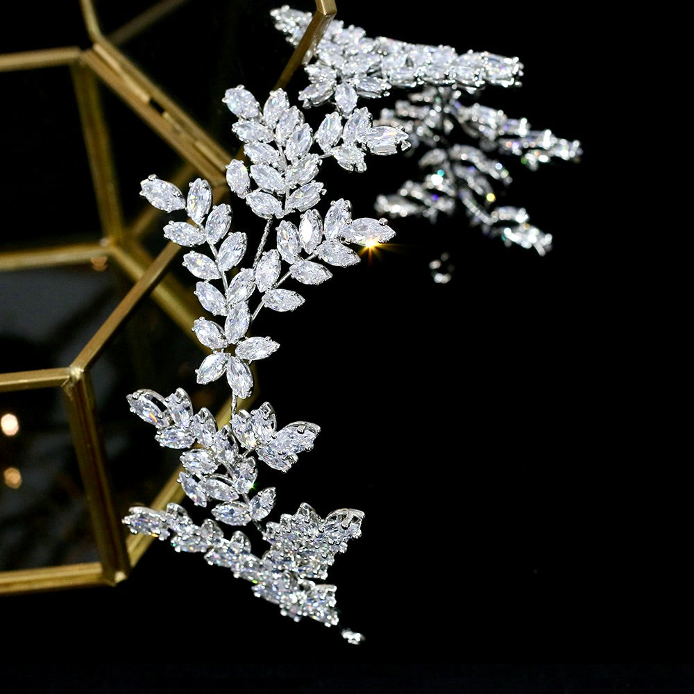 "Oaklynn" - CZ Bridal Headdress / Headband - Available in Silver, Rose Gold and Yellow Gold