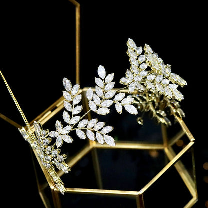 "Oaklynn" - CZ Bridal Headdress / Headband - Available in Silver, Rose Gold and Yellow Gold
