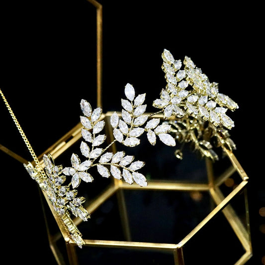 "Oaklynn" - CZ Bridal Headdress / Headband - Available in Silver, Rose Gold and Yellow Gold