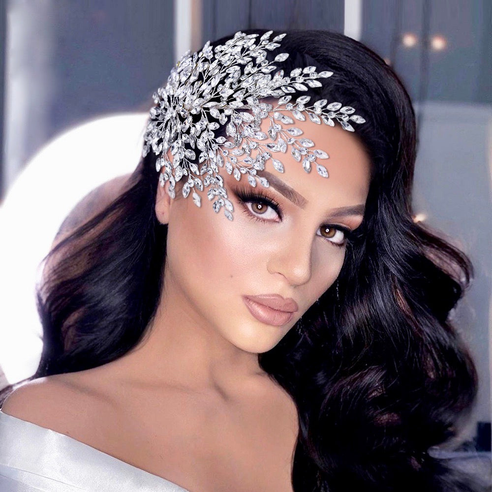 Olena - Crystal Bridal Hair Accessory Headdress - Available in Silver and Gold