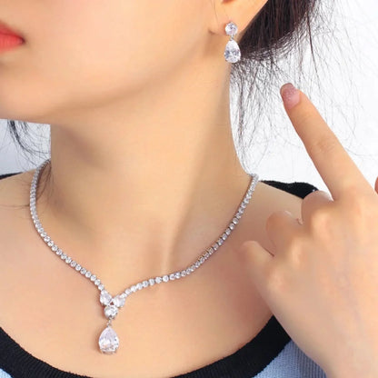 Kia - Cubic Zirconia Bridal Jewelry Set - Available in Silver and Gold