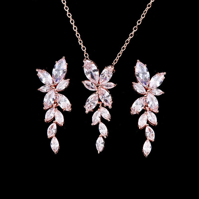 Vivienne - Cubic Zirconia Bridal Jewelry Set - Available in Silver, Rose Gold and Yellow Gold