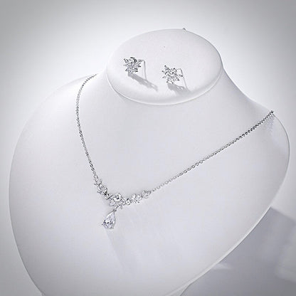 Joelle - Silver Cubic Zirconia 3-Piece Bridal Jewelry Set With Tiara