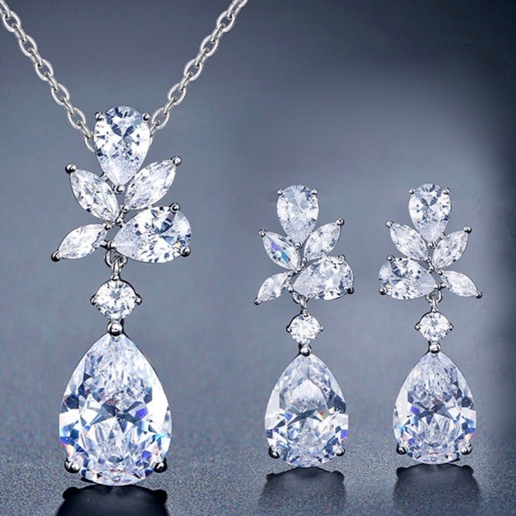 Jessica - Cubic Zirconia Bridal Jewelry Set - Available in Silver, Rose Gold and Yellow Gold