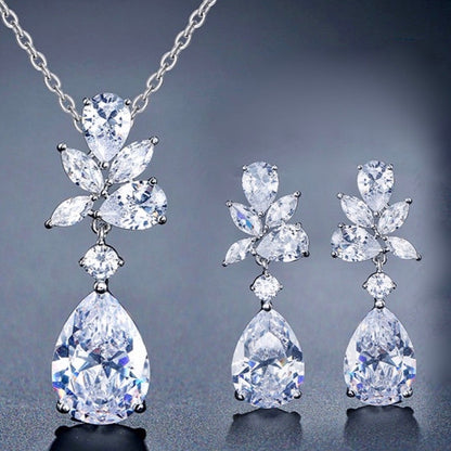 Jessica - Cubic Zirconia Bridal Jewelry Set - Available in Silver, Rose Gold and Yellow Gold