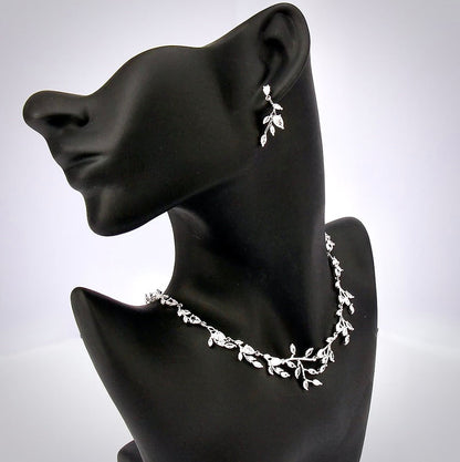 Harlow - Cubic Zirconia Silver Vine Bridal Jewelry Set