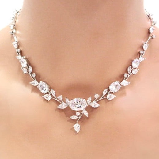 Seraphina - Cubic Zirconia Silver Vine Bridal Jewelry Set