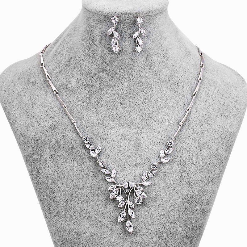 Jillian - Cubic Zirconia Bridal Jewelry Set - Available in Silver and Gold