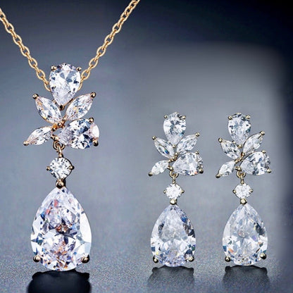 Jessica - Cubic Zirconia Bridal Jewelry Set - Available in Silver, Rose Gold and Yellow Gold
