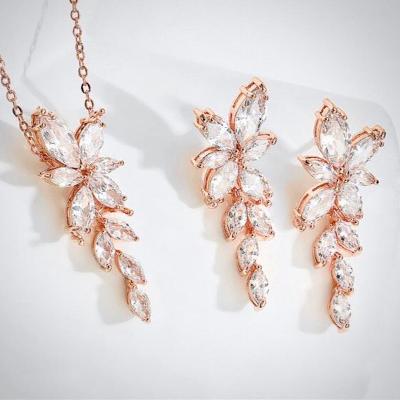 Vivienne - Cubic Zirconia Bridal Jewelry Set - Available in Silver, Rose Gold and Yellow Gold