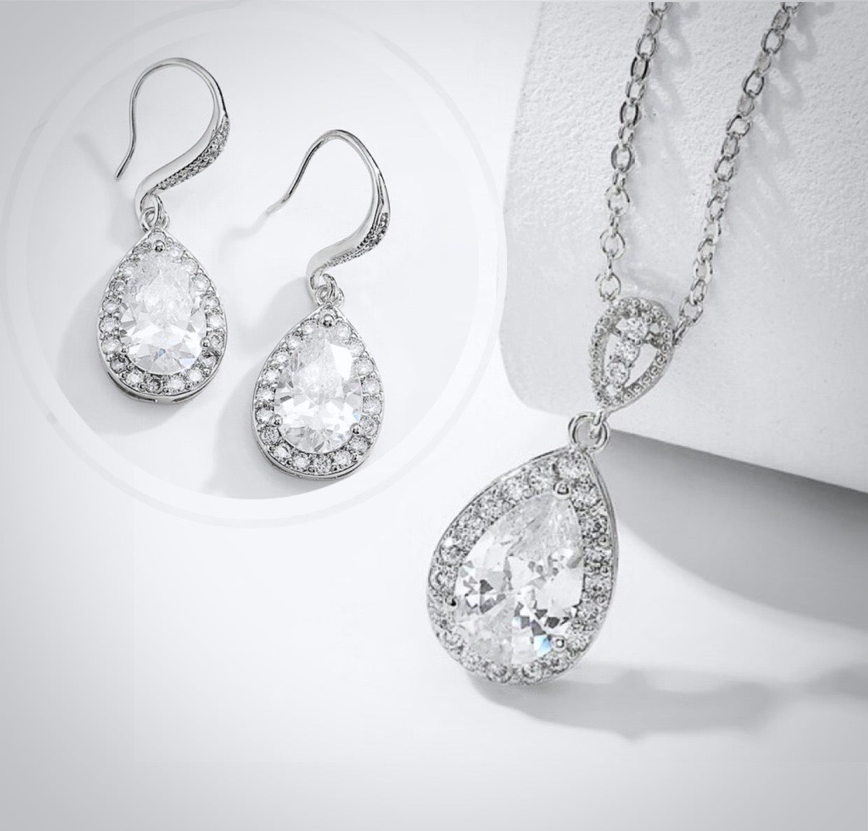 Isabel - Cubic Zirconia Bridal Earrings - Available in Silver, Rose Gold and Yellow Gold