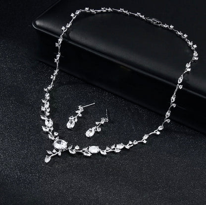 Seraphina - Cubic Zirconia Silver Vine Bridal Jewelry Set