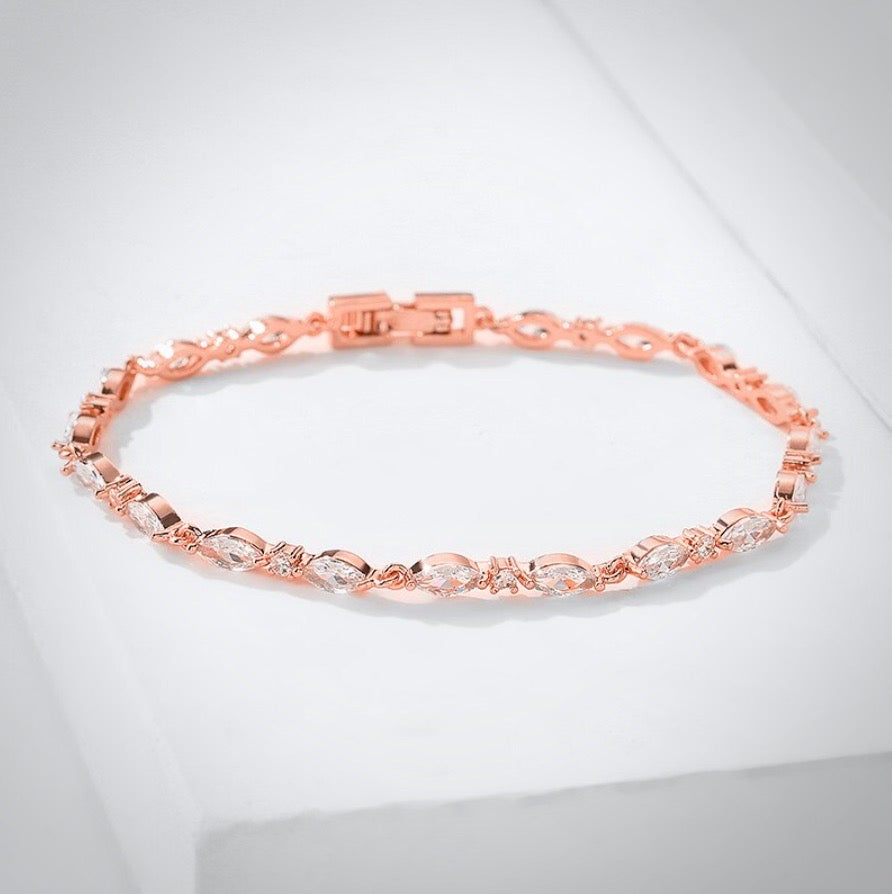 Elmira - Silver Cubic Zirconia Bridal Three-Piece Jewelry Set - Available in Silver and Rose Gold