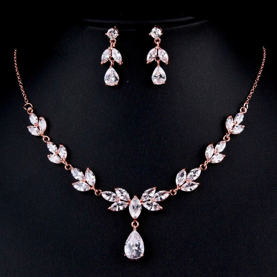 Dorothy - Cubic Zirconia Bridal Jewelry Set - Available in Rose Gold and Silver