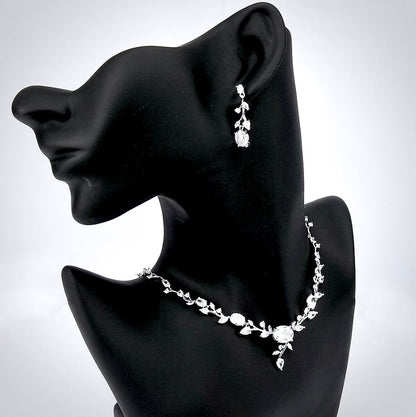 Seraphina - Cubic Zirconia Silver Vine Bridal Jewelry Set