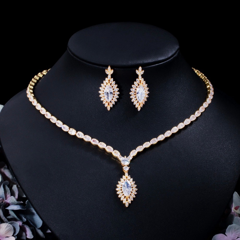 Luella - Cubic Zirconia Bridal Jewelry Set - Available in Silver and Gold