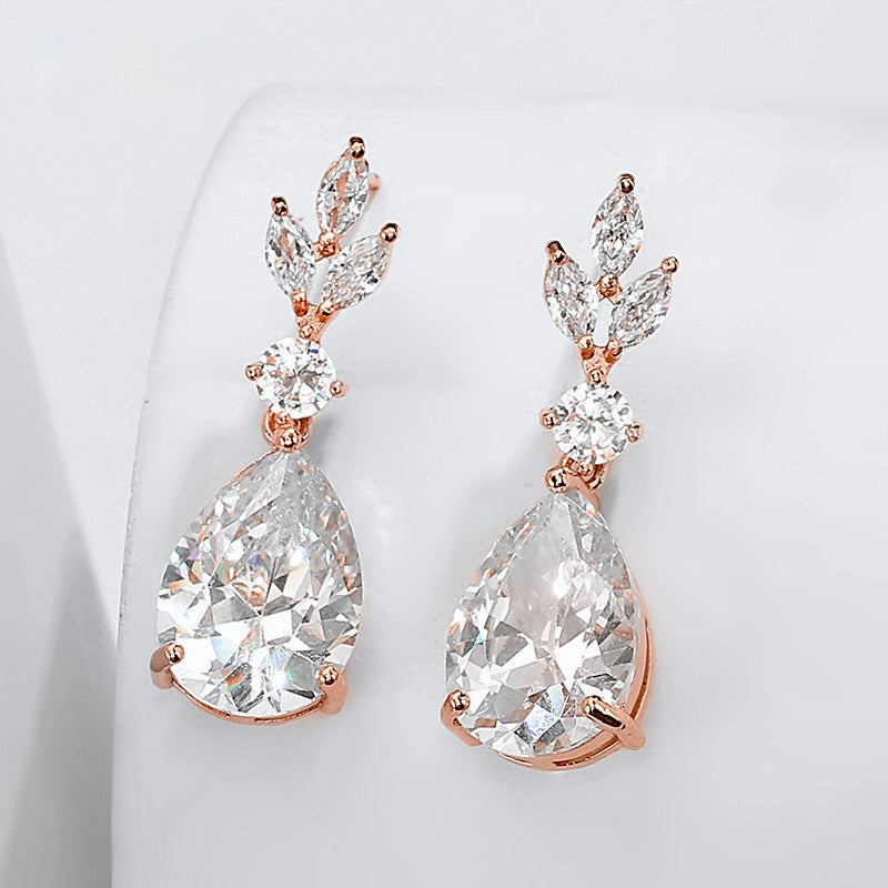 "Bella" - Cubic Zirconia Bridal Jewelry Set - Available in Silver, Rose Gold and Yellow Gold