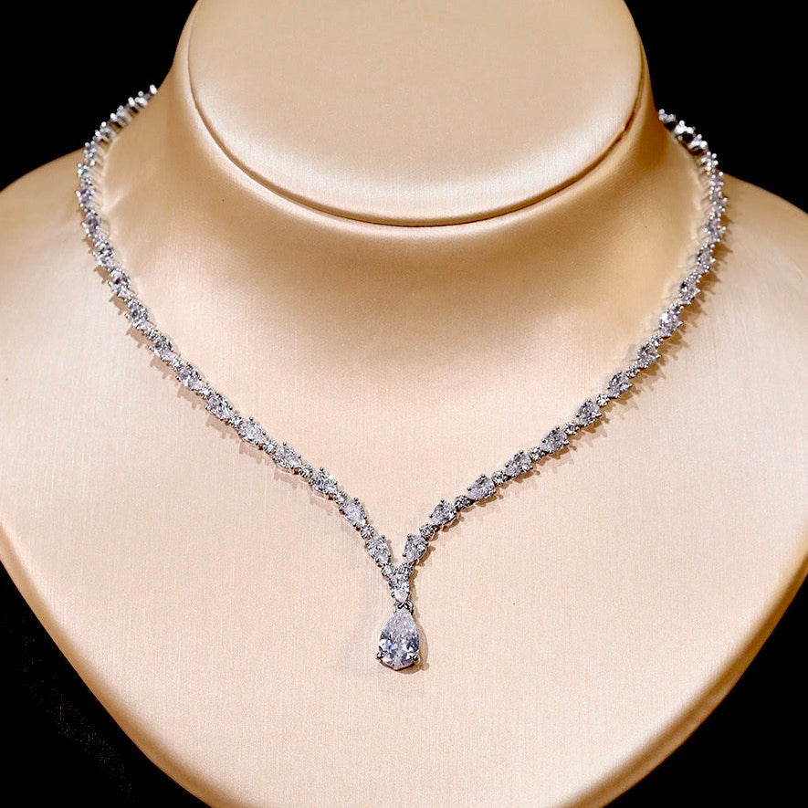 Marion - Silver Cubic Zirconia Bridal Three-Piece Jewelry Set