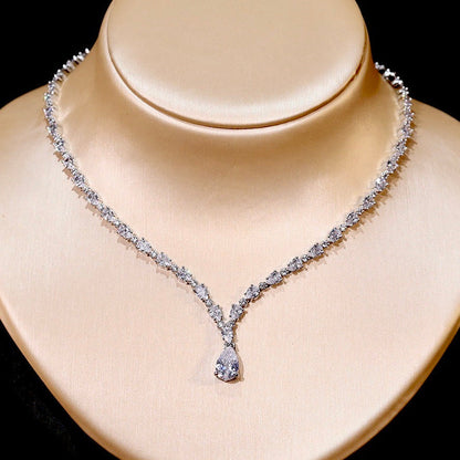 Marion - Silver Cubic Zirconia Bridal Three-Piece Jewelry Set