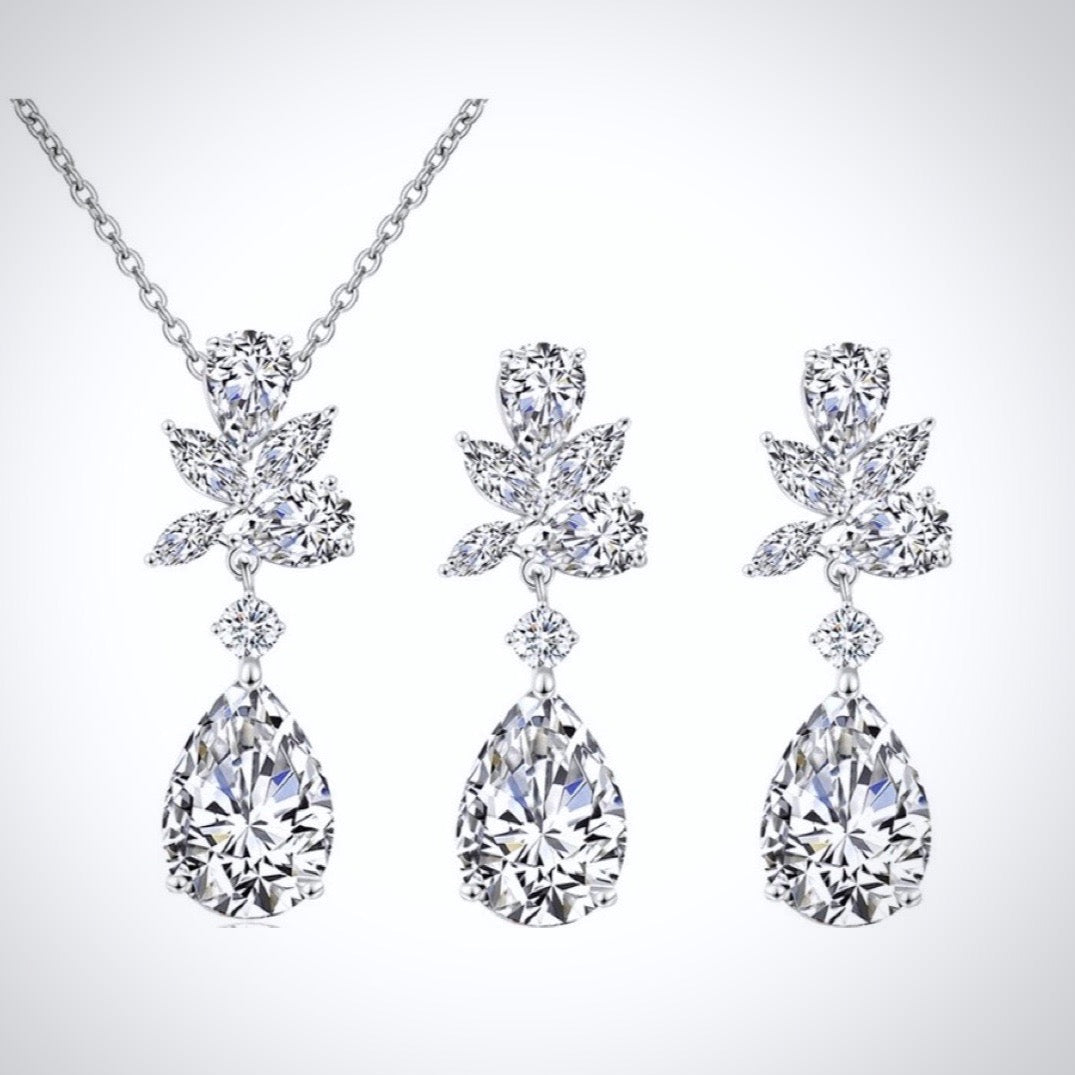 Jessica - Cubic Zirconia Bridal Jewelry Set - Available in Silver, Rose Gold and Yellow Gold